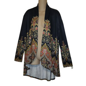 Zolucky Jacket Top Women Size L Lightweight ARTSY Floral Designs BOHEMIAN Multi